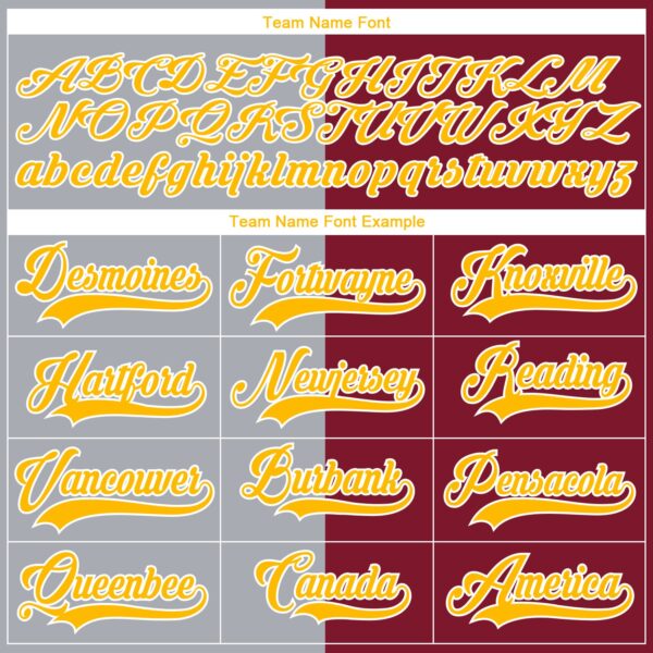 Custom Crimson Gold Gray-White Split Fashion Hockey Lace Neck Jersey