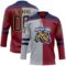 Custom Crimson Navy Gray-Gold Split Fashion Hockey Lace Neck Jersey