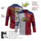 Custom Crimson Navy Gray-Gold Split Fashion Hockey Lace Neck Jersey