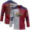 Custom Crimson Navy Gray-Gold Split Fashion Hockey Lace Neck Jersey