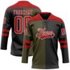 Custom Black Red Olive-White Split Fashion Hockey Lace Neck Jersey