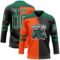 Custom Black Kelly Green Orange-White Split Fashion Hockey Lace Neck Jersey