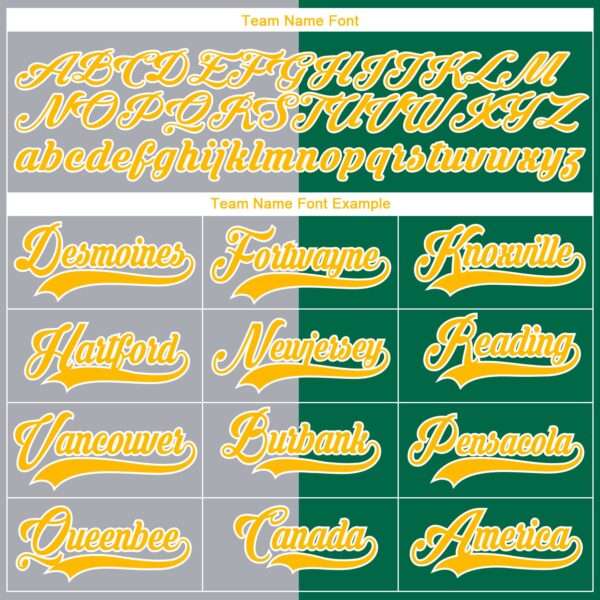 Custom Kelly Green Gold Gray-White Split Fashion Hockey Lace Neck Jersey