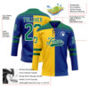 Custom Royal Kelly Green Yellow-White Split Fashion Hockey Lace Neck Jersey