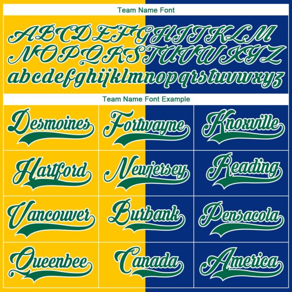 Custom Royal Kelly Green Yellow-White Split Fashion Hockey Lace Neck Jersey