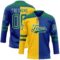 Custom Royal Kelly Green Yellow-White Split Fashion Hockey Lace Neck Jersey