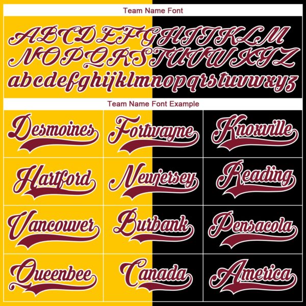 Custom Black Crimson Yellow-White Split Fashion Hockey Lace Neck Jersey