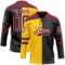 Custom Black Crimson Yellow-White Split Fashion Hockey Lace Neck Jersey