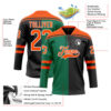 Custom Black Orange Kelly Green-White Split Fashion Hockey Lace Neck Jersey