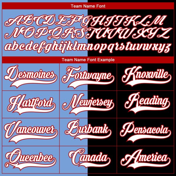 Custom Black Red Powder Blue-White Split Fashion Hockey Lace Neck Jersey