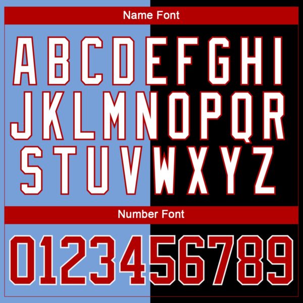 Custom Black Red Powder Blue-White Split Fashion Hockey Lace Neck Jersey