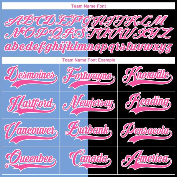 Custom Black Pink Powder Blue-White Split Fashion Hockey Lace Neck Jersey