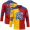 Custom Red Royal Yellow-White Split Fashion Hockey Lace Neck Jersey