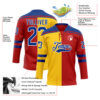 Custom Red Royal Yellow-White Split Fashion Hockey Lace Neck Jersey