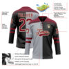 Custom Black Crimson Gray-Cream Split Fashion Hockey Lace Neck Jersey