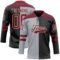 Custom Black Crimson Gray-Cream Split Fashion Hockey Lace Neck Jersey
