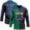 Custom Black Royal Kelly Green-White Split Fashion Hockey Lace Neck Jersey