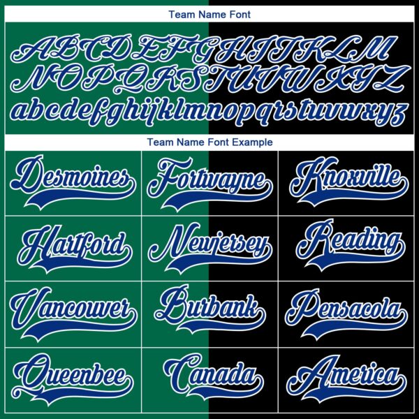 Custom Black Royal Kelly Green-White Split Fashion Hockey Lace Neck Jersey