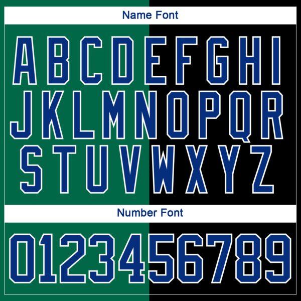 Custom Black Royal Kelly Green-White Split Fashion Hockey Lace Neck Jersey