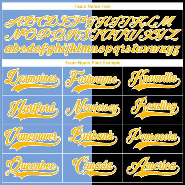 Custom Black Gold Powder Blue-White Split Fashion Hockey Lace Neck Jersey