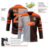 Custom Brown Orange Gray-White Split Fashion Hockey Lace Neck Jersey