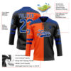 Custom Black Royal Orange-White Split Fashion Hockey Lace Neck Jersey