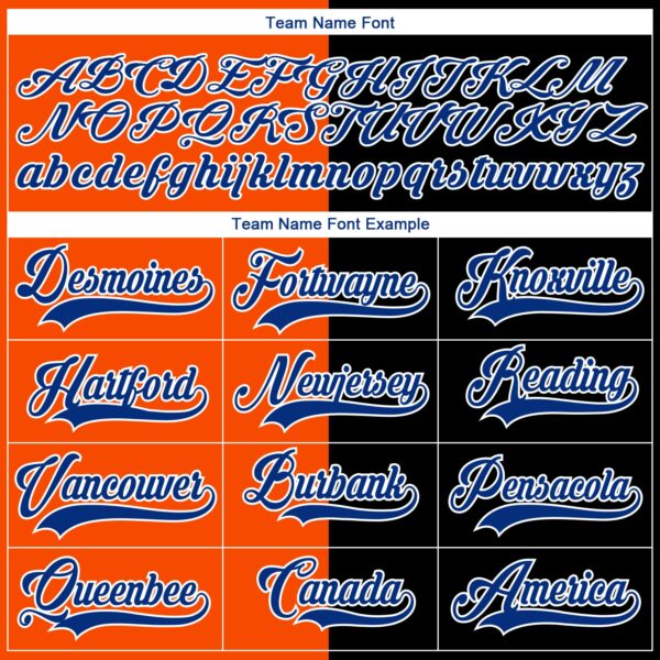Custom Black Royal Orange-White Split Fashion Hockey Lace Neck Jersey