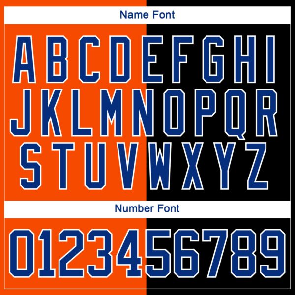 Custom Black Royal Orange-White Split Fashion Hockey Lace Neck Jersey