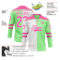 Custom Pea Green Pink-White Split Fashion Hockey Lace Neck Jersey
