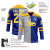 Custom Royal Gold Gray-White Split Fashion Hockey Lace Neck Jersey