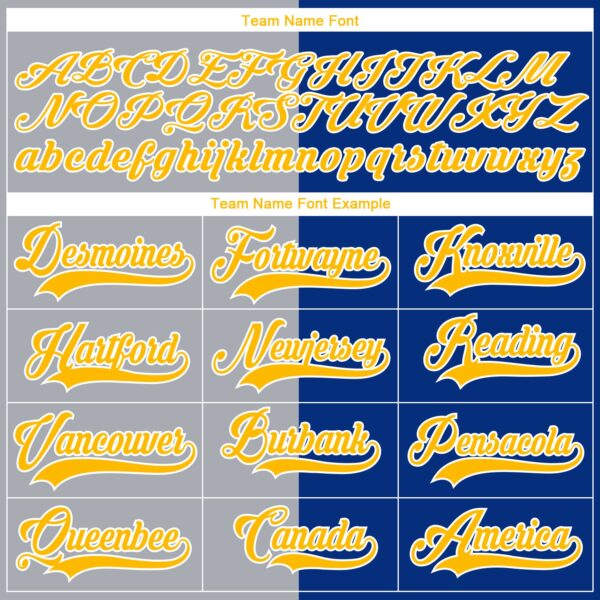 Custom Royal Gold Gray-White Split Fashion Hockey Lace Neck Jersey