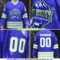 Custom Black Teal Orange-White Split Fashion Hockey Lace Neck Jersey