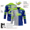 Custom Royal Neon Green Gray-White Split Fashion Hockey Lace Neck Jersey