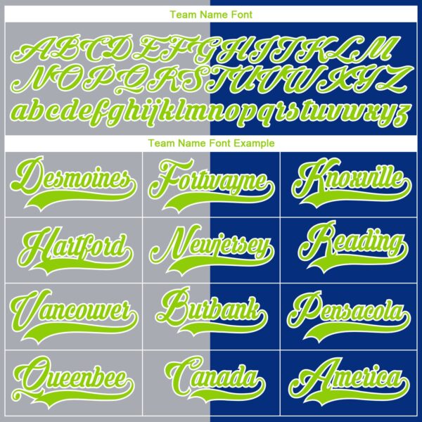 Custom Royal Neon Green Gray-White Split Fashion Hockey Lace Neck Jersey