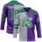 Custom Purple Kelly Green Gray-White Split Fashion Hockey Lace Neck Jersey