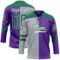 Custom Purple Kelly Green Gray-White Split Fashion Hockey Lace Neck Jersey