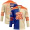 Custom Cream Royal-Orange Split Fashion Hockey Lace Neck Jersey