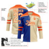 Custom Cream Royal-Orange Split Fashion Hockey Lace Neck Jersey