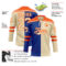 Custom Cream Royal-Orange Split Fashion Hockey Lace Neck Jersey