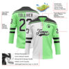 Custom Pea Green Black-White Split Fashion Hockey Lace Neck Jersey