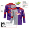 Custom Purple Red Gray-White Split Fashion Hockey Lace Neck Jersey