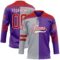 Custom Purple Red Gray-White Split Fashion Hockey Lace Neck Jersey