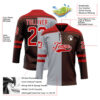 Custom Brown Red Gray-White Split Fashion Hockey Lace Neck Jersey