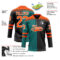 Custom Black Orange Teal-White Split Fashion Hockey Lace Neck Jersey