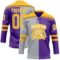 Custom Purple Gold Gray-White Split Fashion Hockey Lace Neck Jersey