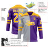 Custom Purple Gold Gray-White Split Fashion Hockey Lace Neck Jersey