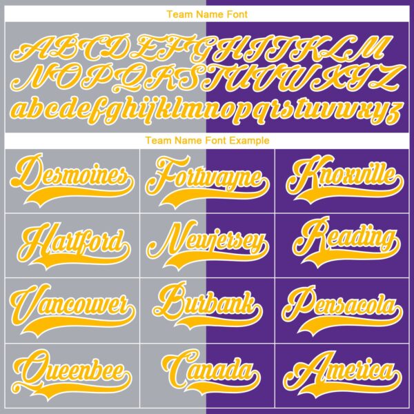 Custom Purple Gold Gray-White Split Fashion Hockey Lace Neck Jersey