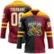 Custom Crimson White Black-Gold Split Fashion Hockey Lace Neck Jersey