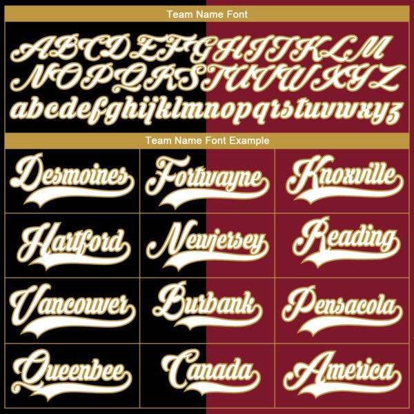 Custom Crimson White Black-Old Gold Split Fashion Hockey Lace Neck Jersey