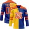 Custom Royal Orange Yellow-White Split Fashion Hockey Lace Neck Jersey